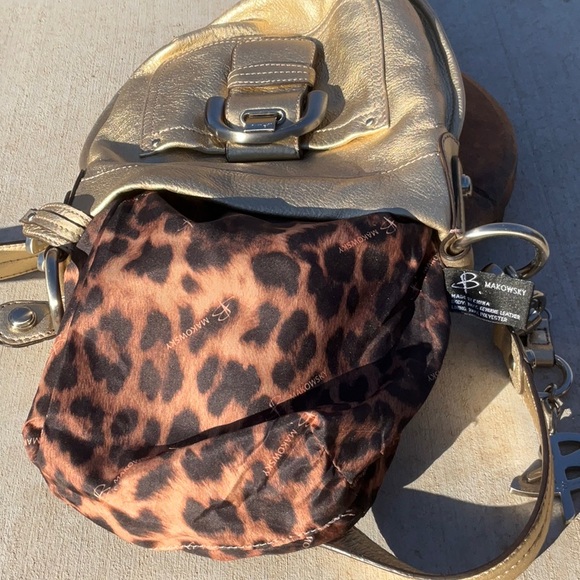 B. Makowsky Giamma Gold Pebbled Leather Crossbody - Picture 8 of 11